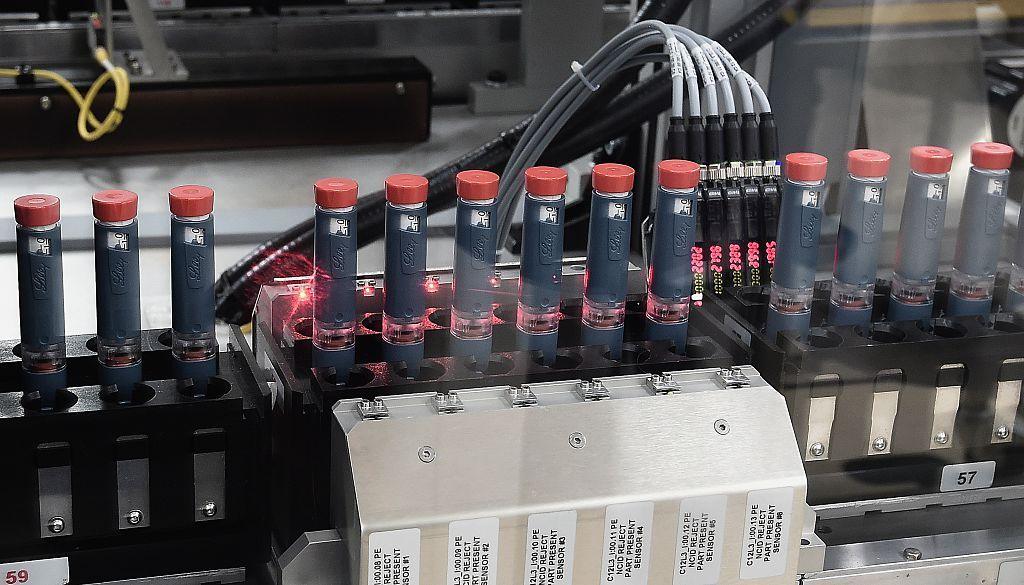 Test tubes on a production line